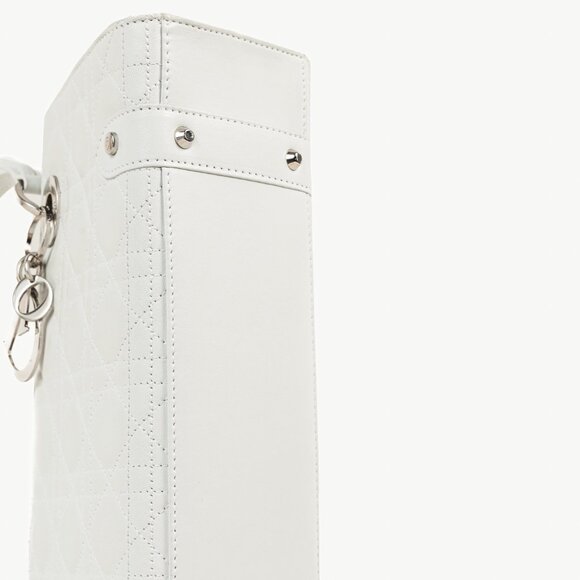 Christian Dior Lady Dior East-West White Leather Double Handle Bag - Picture 5 of 14